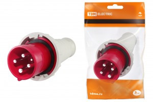 TDM вилка 034 переносная 3Р+РЕ 63А 380В IP54 (2!) SQ0601-0007