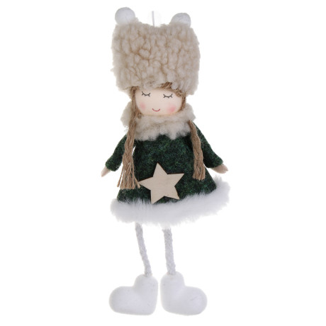 СНОУ БУМ Сувенир Елочный Ангелочек 18 см, полиэстер, зеленый