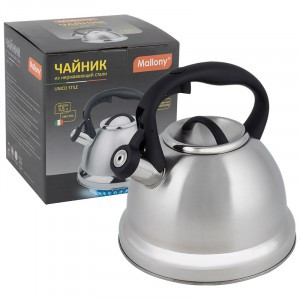 Чайник метал. со свистком (0,4мм) 3,5л, ручка нейлон капсульное дно, хром UNICO STILE 985621 Mallony