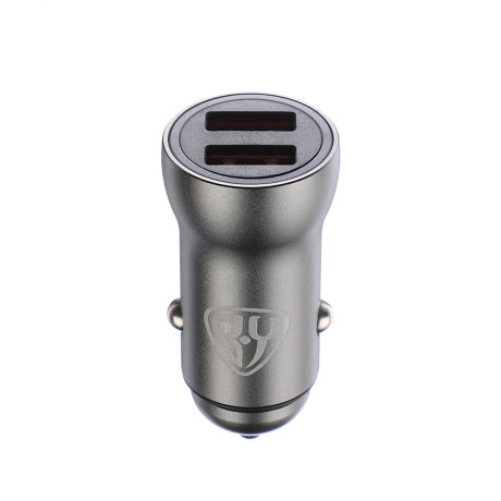 BY Автомобильное зарядное устройство, Быстрая зарядка QC3.0, 2xUSB, 3А, 12В, серый