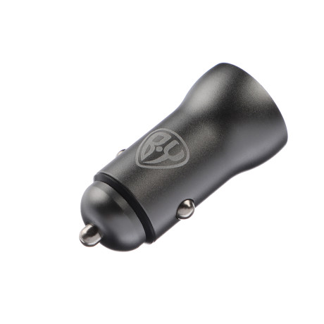 BY Автомобильное зарядное устройство, Быстрая зарядка QC3.0, 2xUSB, 3А, 12В, серый
