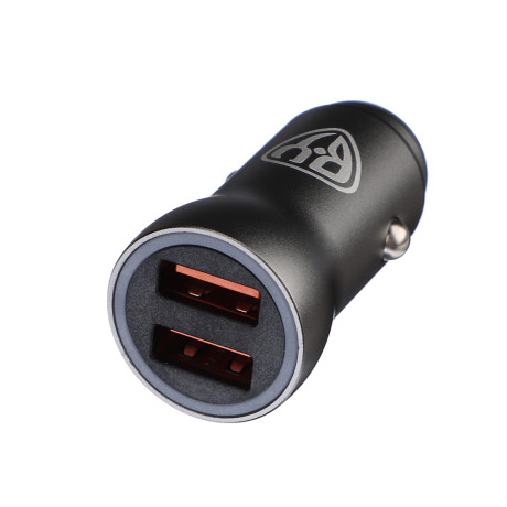 BY Автомобильное зарядное устройство, Быстрая зарядка QC3.0, 2xUSB, 3А, 12В, серый
