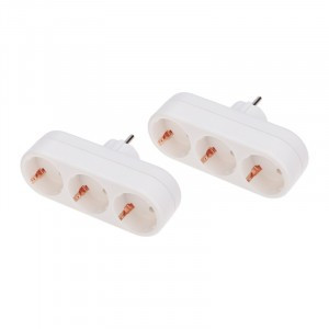 REXANT набор разветвителей (тройников) 3роз., 16А, земля, вертик, белый (цена за 2 шт/уп) 11-1079-2