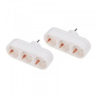 REXANT набор разветвителей (тройников) 3роз., 16А, земля, вертик, белый (цена за 2 шт/уп) 11-1079-2