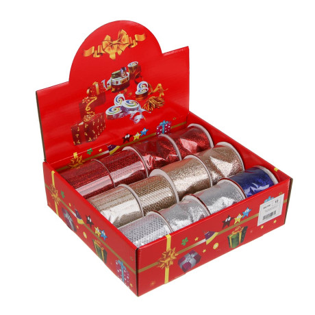 Лента, 6,3 см x 2,7 м, полиэстер, арт.1, микс 12 шт.