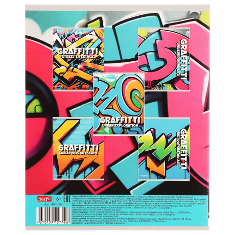 Тетрадь 48л. в клетку, офсет, обл. мел.картон, скрепка, ВД-лак, микс