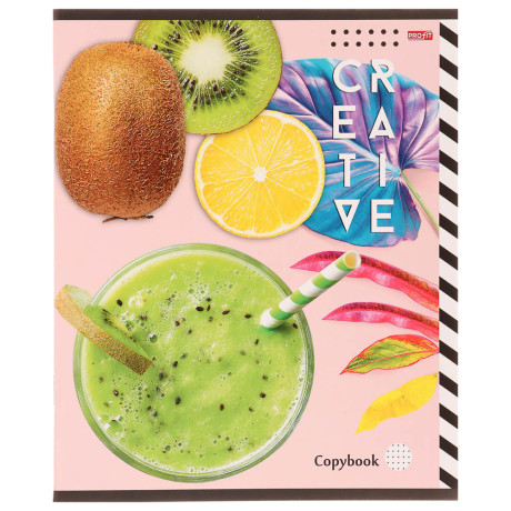 Тетрадь 48л. в клетку, офсет, обл. мел.картон, скрепка, ВД-лак, микс