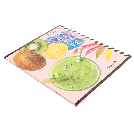 Тетрадь 48л. в клетку, офсет, обл. мел.картон, скрепка, ВД-лак, микс