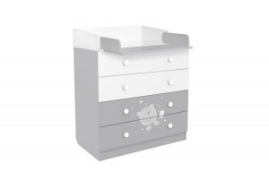 Комод Polini kids French 1580, Teddy, белый-серый (мест 2)