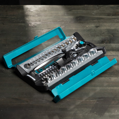 Набор торцевых головок, трещотка 120 зубьев, 1/2", 1/4", CrV, 41 предмет Gross