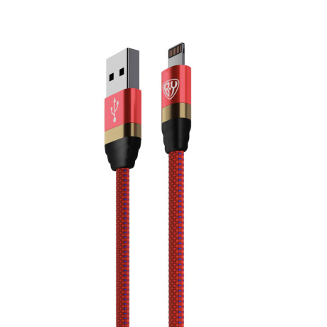 BY Кабель для зарядки Элегант iP, 1м, 2.4А, тканевая оплётка, красный