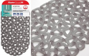 Коврик д/ванной на присосках ТЕНЕРИФЕ 36*68см, ПВХ, серый, овальный, 60616 Master House