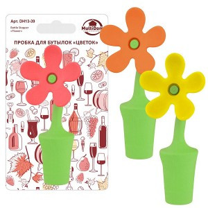 Пробка д/бутылки силиконовая "Цветок" 10см, микс (кратность 6шт!!!) DH13-39 Мультидом
