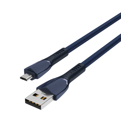 BY Кабель для зарядки Navy microUSB, 1м, Быстрая зарядка 3А, QC, PD 20W, тканевый, синий