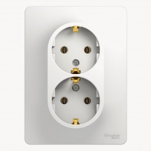 Systeme Electric GLOSSA роз. СУ 2 мест. бел. (пл.осн., земля) GSL000124 (10!)