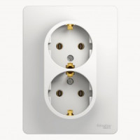 Systeme Electric GLOSSA роз. СУ 2 мест. бел. (пл.осн., земля) GSL000124 (10!)