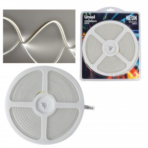 Uniel NEON гибкий неон, бухта  5м, белый свет ULS-N01-2835-120LED/m-6mm-IP67-DC12V-9W/m-5M-4000K