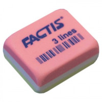 Ластик FACTIS 3 Lines (Испания), 30х24х13 мм, цвет ассорти, прямоугольный, ПВХ, CPF3LINES