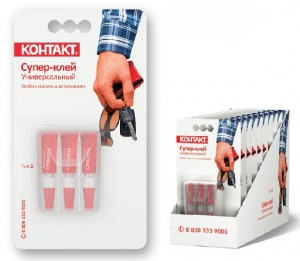 Супер-Клей Универсальный Контакт 1гх3шт. в уп., цена за уп., BL1, шоу-бокс, арт. КМ 360 - Б01