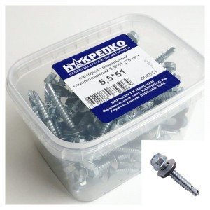 Саморез кровельный оцинкованный 5,5*51 (75шт EC) (цена за уп) НАКРЕПКО 404511