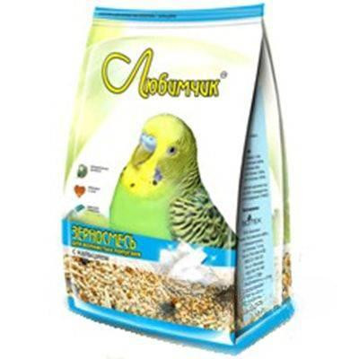 Любимчик Корм (зерносмесь) для волнистых попугаев 500 г с кальцием Крепкие кости Красивые перья 0146 х18