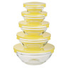 MILLIMI Набор салатников с крышкой 5 шт: 900/ 500/350/200/130 мл, стекло, пластик, желтый