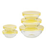 MILLIMI Набор салатников с крышкой 5 шт: 900/ 500/350/200/130 мл, стекло, пластик, желтый