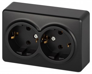 ЭРА Эксперт роз. ОУ 2 мест. земля 16A,250В антрацит 11-2205-05 63047