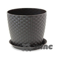 Кашпо РОТАНГ D180мм 3л с поддоном КОРИЧН М3082(24)