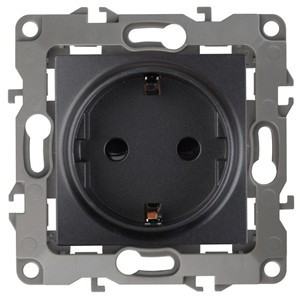 ЭРА 12 мех. роз. СУ 1 мест. 16А без м.лапок, земля, антрацит, автоклеммы 12-2001-05 0646