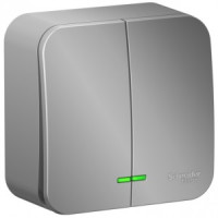 Systeme Electric BLANCA выкл. ОУ 2 кл. 10А алюм. (пл.осн., инд.) BLNVA105103 (2!)