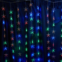 Feron Гирлянда-занавес ЗВЕЗДОЧКИ 100LED мультиколор 2x1м, IP20, прозр.шнур 3м, соед.3шт CL25 48609