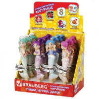 Ручка фигурная "РУСАЛОЧКИ-2", СИНЯЯ, 4 дизайна ассорти, линия письма 0,5 мм, дисплей, BRAUBERG, 1427
