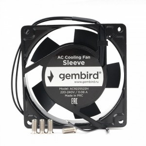 Вентилятор Gembird AC9225S22H, 92x92x25, AC, 220, втулка, 2 pin, провод 30 см, 18923