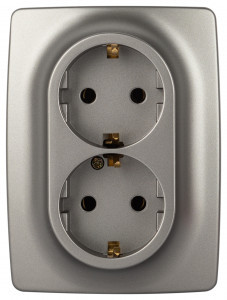 ЭРА 12 мех. роз. СУ 2 мест. 16А земля, титан 12-2106-16