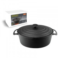 Кастрюля чугун с крышкой "Утятница" KВ32, 6л, d=32см, овальная, масл. термопокрытие, 980004 Mallony