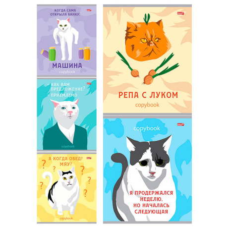 Тетрадь 48л. в клетку, офсет, обл. мел.картон, скрепка, ВД-лак, микс