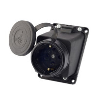 Lezard розетка наклон. ОУ 1гн. с загл. каучук 2Р+РЕ 1х16А 220-240V IP44 106-0400-0104