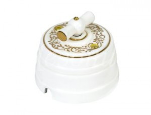 МЕЗОНИНЪ ИМПЕРАТОРСКАЯ выкл ОУ поворот 4 полож с рамкой (2кл) 10А БЕЛ Елизавета фарфор GE70401-01EL