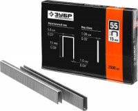 Скобы тип 55, 15 мм, особотвердые, ЗУБР "ПРОФЕССИОНАЛ" 31855-15, 2500 шт