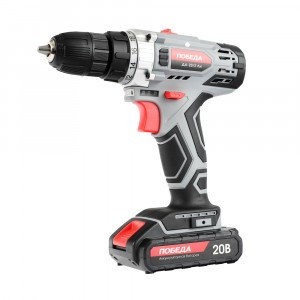 ПОБЕДА Шуруповерт аккумуляторный ДА-20/2 Ли, 20В, 38 нм, 2 батареи, быстрая зарядка, кейс, 180201638