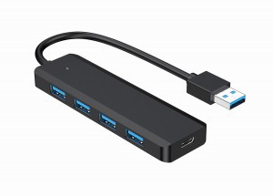 Концентратор USB 3.0 Gembird UHB-C414, 4 порта, кабель 19см, с доп питанием (Type-C)