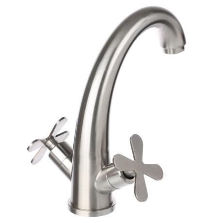 СоюзКран Смеситель для раковины, кер. кран-буксы 1/2, нерж. сталь, SS02-М242