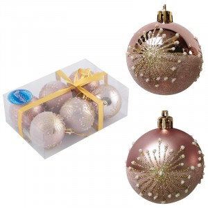 Набор шаров "Узоры"  (6шт) цвет розовый Волшебная страна