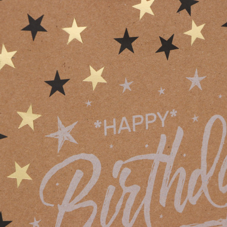 LADECOR Пакет подарочный, бумажный, крафт с фольг.слоем, М 18x23x10 см, 4 дизайна, С Днем Рождения