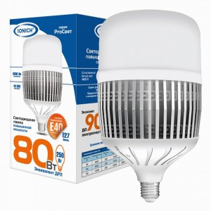 IONICH высокомощн. E27 80W(6800lm) 4000К 4K 236x135 с адаптером E40 ILED-SMD2835-Т135 1112