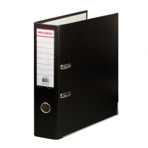 Папка-регистратор с покрытием из полипропилена, 75 мм, прочная, с уголком, BRAUBERG, черная, 226595