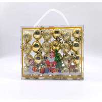 Набор елочных украшений JT25-AL090 3см 24шт Шары золотой (12шт шарики глянцевые, 12шт шарики &quot;нить&quot;) (300)