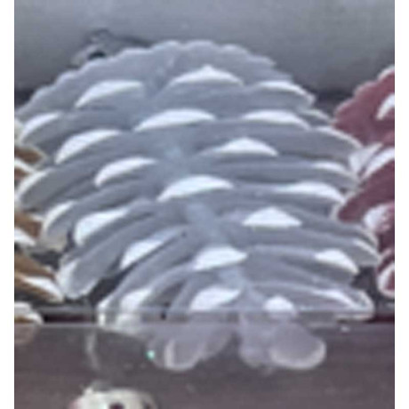 Шар 9DC5-H32B-3 5шт 9см "Шишка" белая с белой каймой (288)