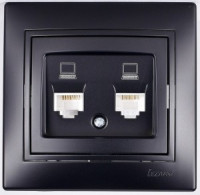 Lezard Мира роз. компьют. СУ 2 мест. черный бархат (RJ45) (корпус PC) 701-4242-141